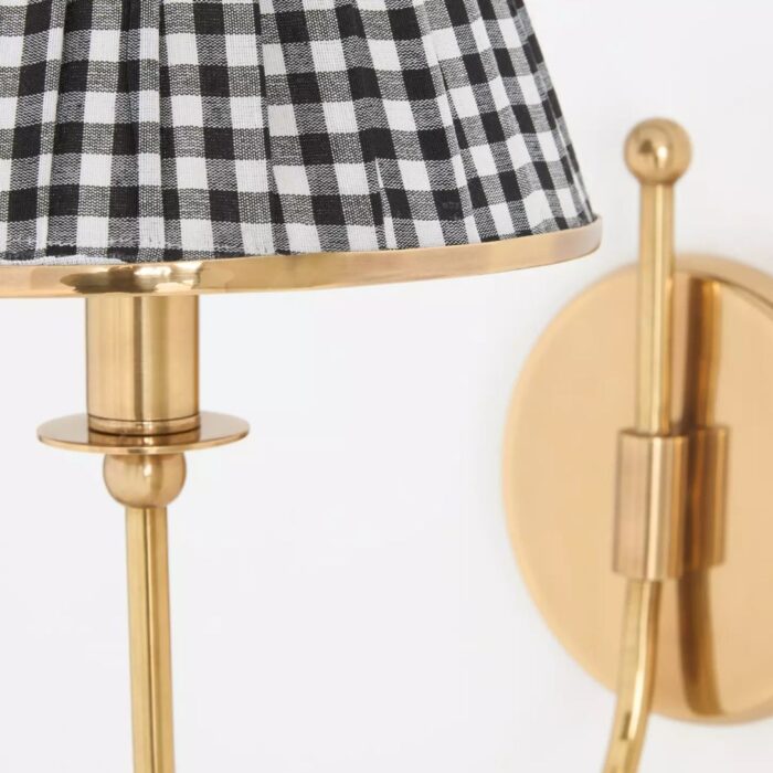 LEE RUCHED PRINTED SHADE BRASS SCONCE BLACK AND WHITE