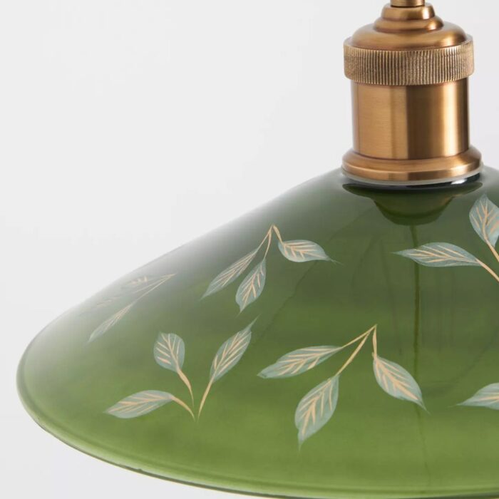 PAINTED LEAF GLASS PENDANT GREEN