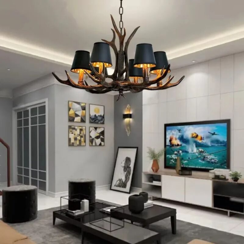 AFRALIA RETRO NORDIC ANTLERS PENDANT LAMP BRUSHED GOLD BLACK