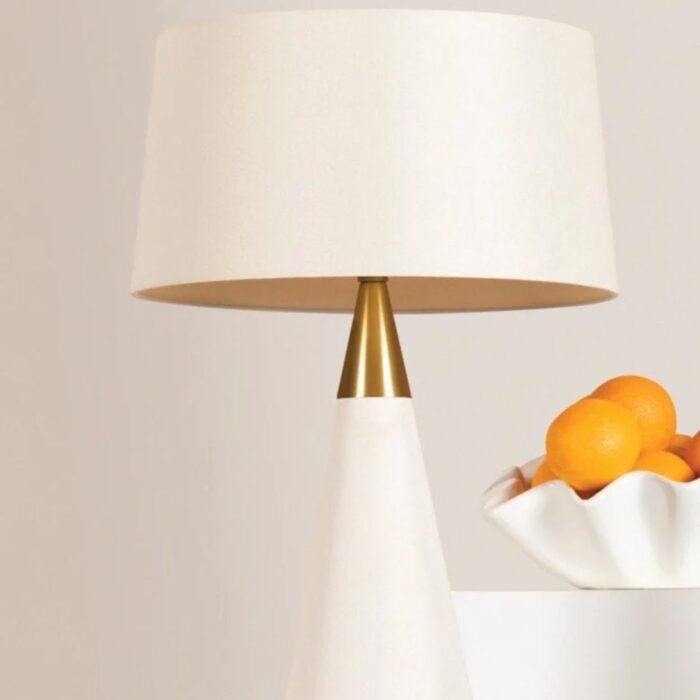 JEN 1 LIGHT TABLE LAMP AGED BRASS AND CREAM LINEN