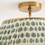 LEE RUCHED PRINTED BRASS FLUSH MOUNT PENDANT FLORAL BLOCK PRINT
