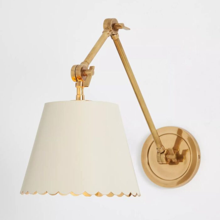ROBERTA SCALLOPED LEATHER TASK SCONCE WHITE