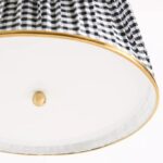 LEE RUCHED ARTICULATING PRINTED SHADE BRASS TALL PENDANT BLACK AND WHITE