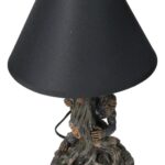 MYTHICAL CREATURE SASQUATCH BIG FOOT CRYPTID APE BY TREE TRUNK TABLE LAMP DECOR
