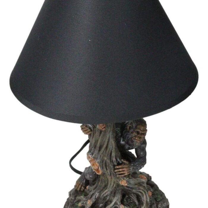 MYTHICAL CREATURE SASQUATCH BIG FOOT CRYPTID APE BY TREE TRUNK TABLE LAMP DECOR