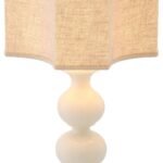 MABEL TABLE LAMP AND SHADE CRACKLED WHITE CERAMIC