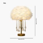 FEATHER TABLE LAMP WITH ROMANTIC CRYSTAL TASSELS LIGHT BROWN