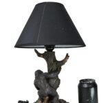 MYTHICAL CREATURE SASQUATCH BIG FOOT CRYPTID APE BY TREE TRUNK TABLE LAMP DECOR