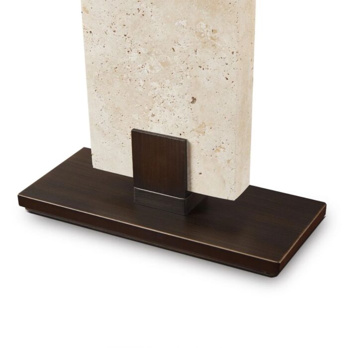 MADISON TABLE LAMP TRAVERTINE AND OFF WHITE LINEN