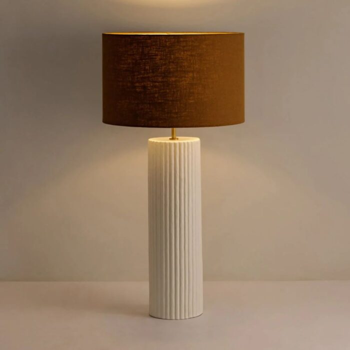 LARGE TABLE LAMP RIBBED GESSO