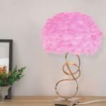FEATHER TABLE LAMP NORDIC STYLE SPIRAL ROSE RED