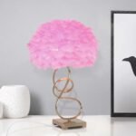 FEATHER TABLE LAMP NORDIC STYLE SPIRAL ROSE RED