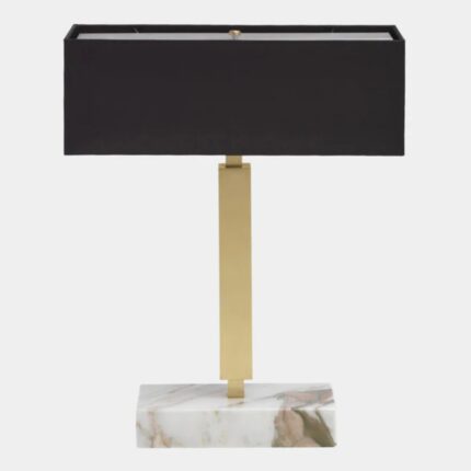 KARMA SATIN BRASS LUXURY TABLE LAMP WITH CALACATTA GOLD MARBLE BASE