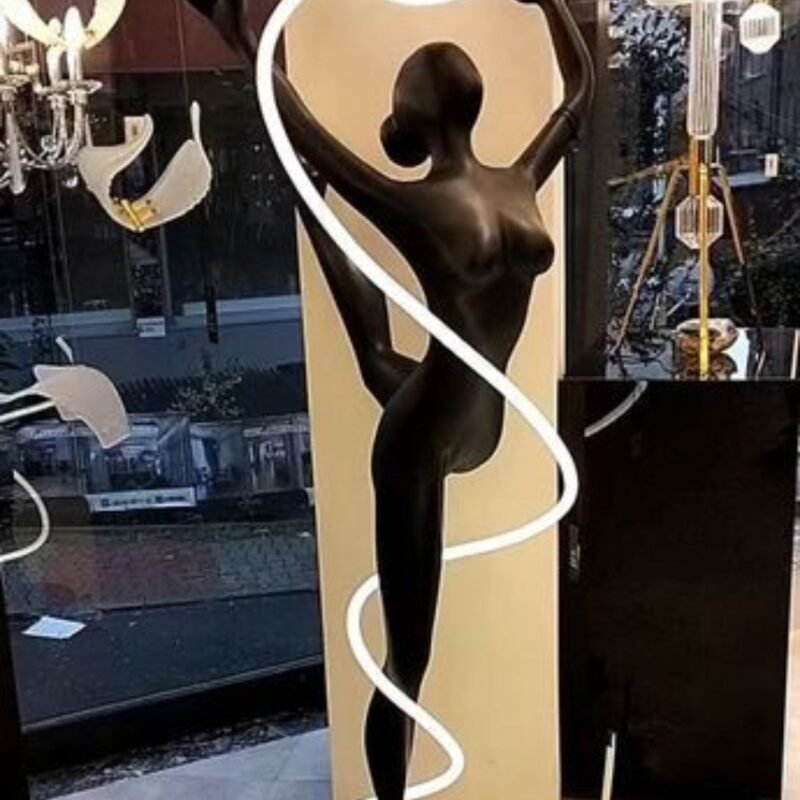 NEON SPIRAL DANCER FIGURE SCULPTURAL FLOOR LAMP