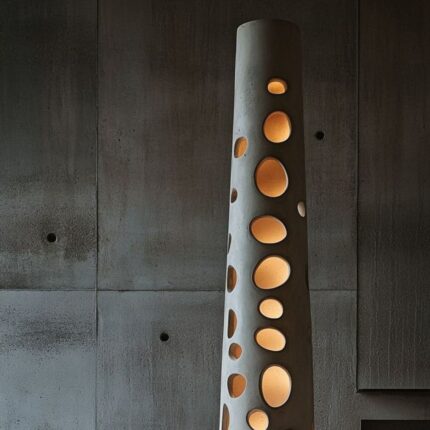 MODERN CONCRETE SCULPTURAL LIGHT COLUMN LAMP