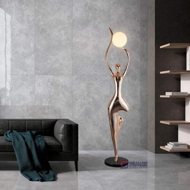 SCULPTURAL FLOOR LAMP DANCER WITH GLOWING ORB