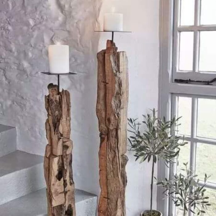 RUSTIC DRIFTWOOD CANDLE HOLDERS LAMP