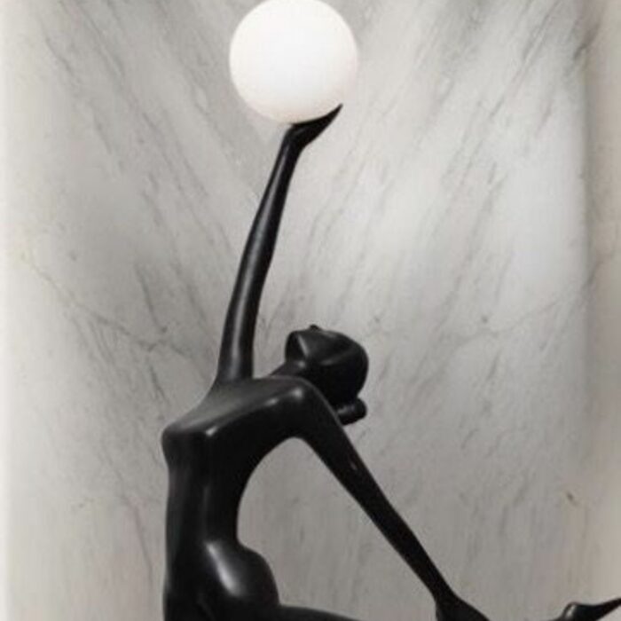DANCER WITH ILLUMINATED GLOBE SCULPTURAL FLOOR LAMP