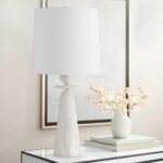 WHITE ALABASTER BASE TABLE LAMP