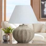 CLAMSHELL RIBBED SAND CERAMIC TABLE LAMP