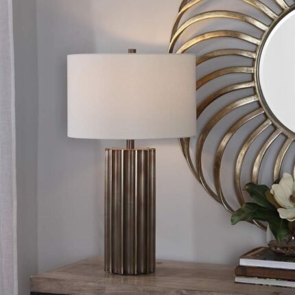 AGED GUNMETAL FLUTED TABLE LAMP