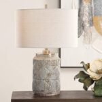 DUSTY GRAY CERAMIC TABLE LAMP