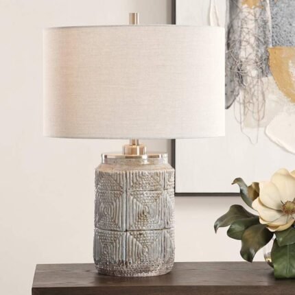 DUSTY GRAY CERAMIC TABLE LAMP
