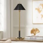 BRASS AND BRONZE BUFFET TABLE LAMP