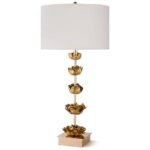 ADELINE FIVE GOLD FLOWERS BLOOM METAL TABLE LAMP