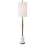 BRASS STEEL AND WHITE MARBLE BUFFET LAMP