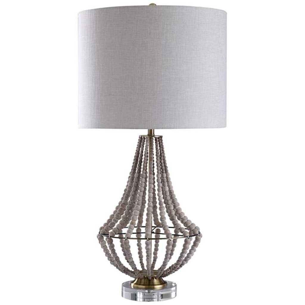 1 AURORA NATURAL WOOD BEADS CAGE TABLE LAMP