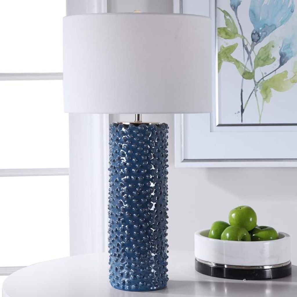 1 DEEP INDIGO BLUE CERAMIC TABLE LAMP