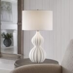HIGH WHITE MARBLE GOURD TABLE LAMP