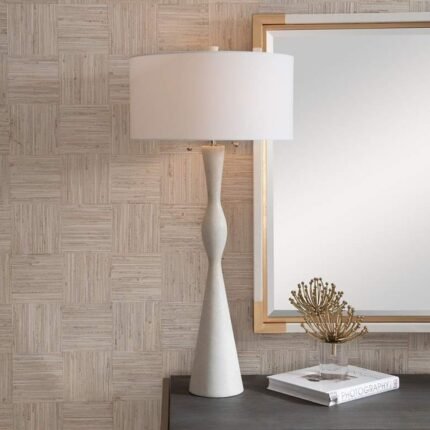 MODERN IVORY STONE TABLE LAMP