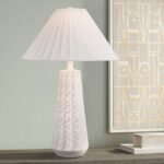 PLEATED SHADE MODERN WHITE TABLE LAMP