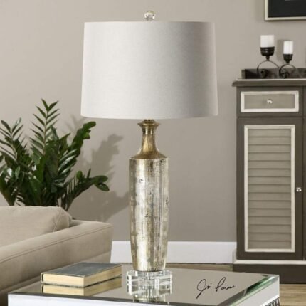 METALLIC BRONZE GLAZE CERAMIC TABLE LAMP
