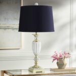 CRYSTAL TABLE LAMP WITH NAVY SHADE