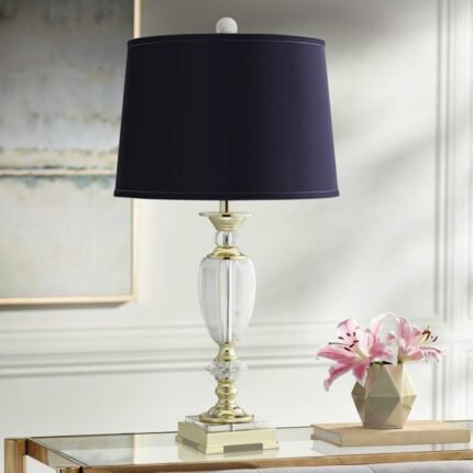 CRYSTAL TABLE LAMP WITH NAVY SHADE