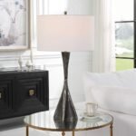 MODERN CAST IRON AND BRASS TABLE LAMP