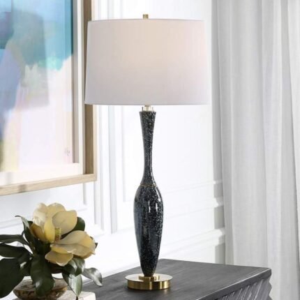 DARK NAVY BLUE CERAMIC TABLE LAMP