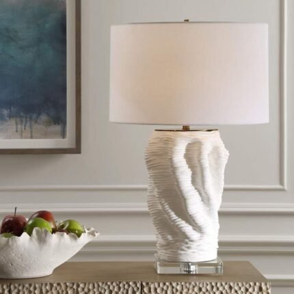MATTE WHITE GLAZE CERAMIC TABLE LAMP