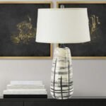BLACK AND WHITE CERAMIC VASE TABLE LAMP