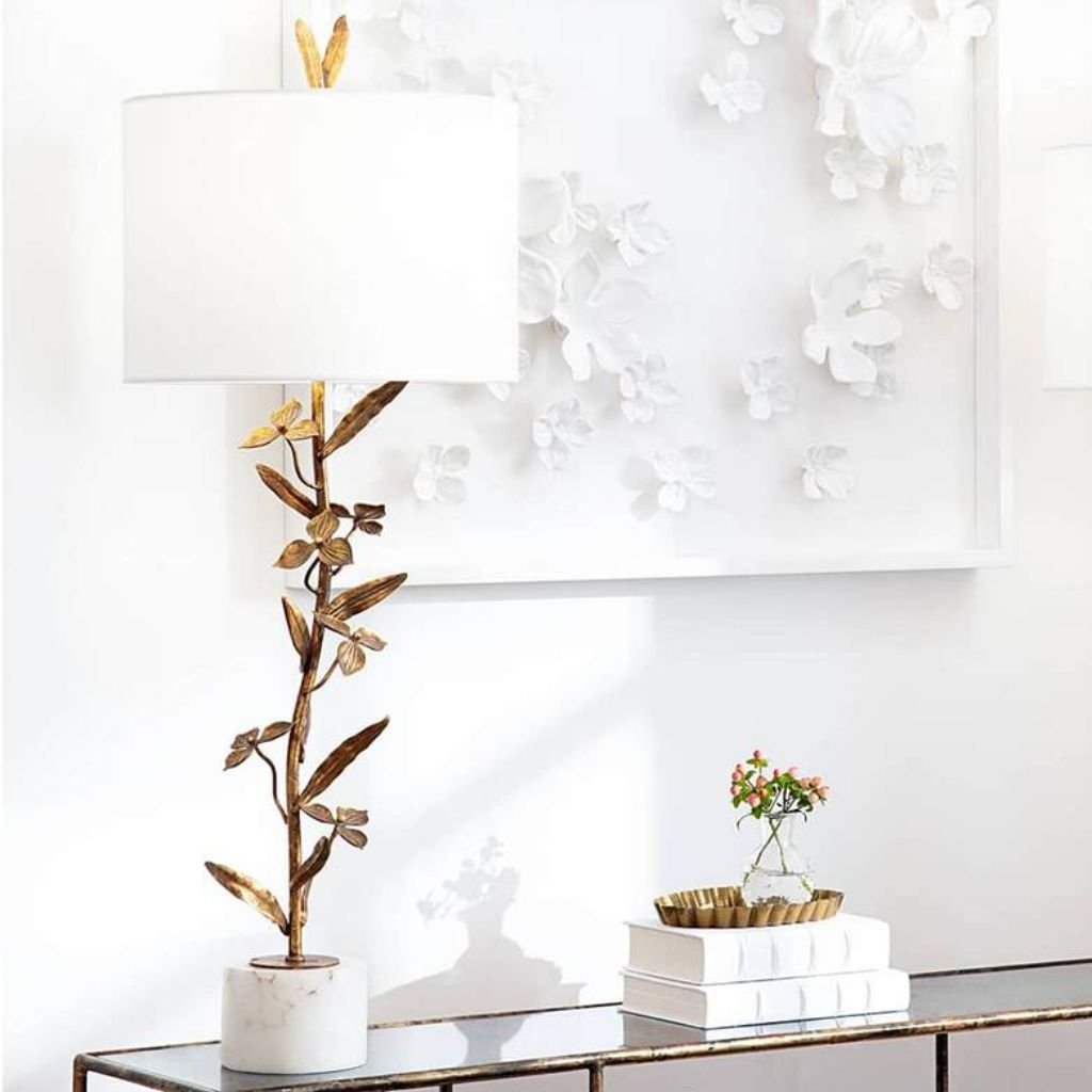 1 MODERN FLOWER BRASS BUFFET LAMP