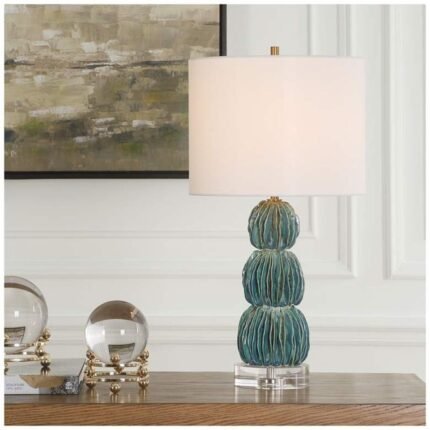 TEAL CERAMIC TABLE LAMP