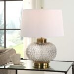 LIGHT SMOKE GRAY GLASS TABLE LAMP