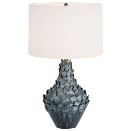COASTAL OCEAN BLUE CERAMIC TABLE LAMP