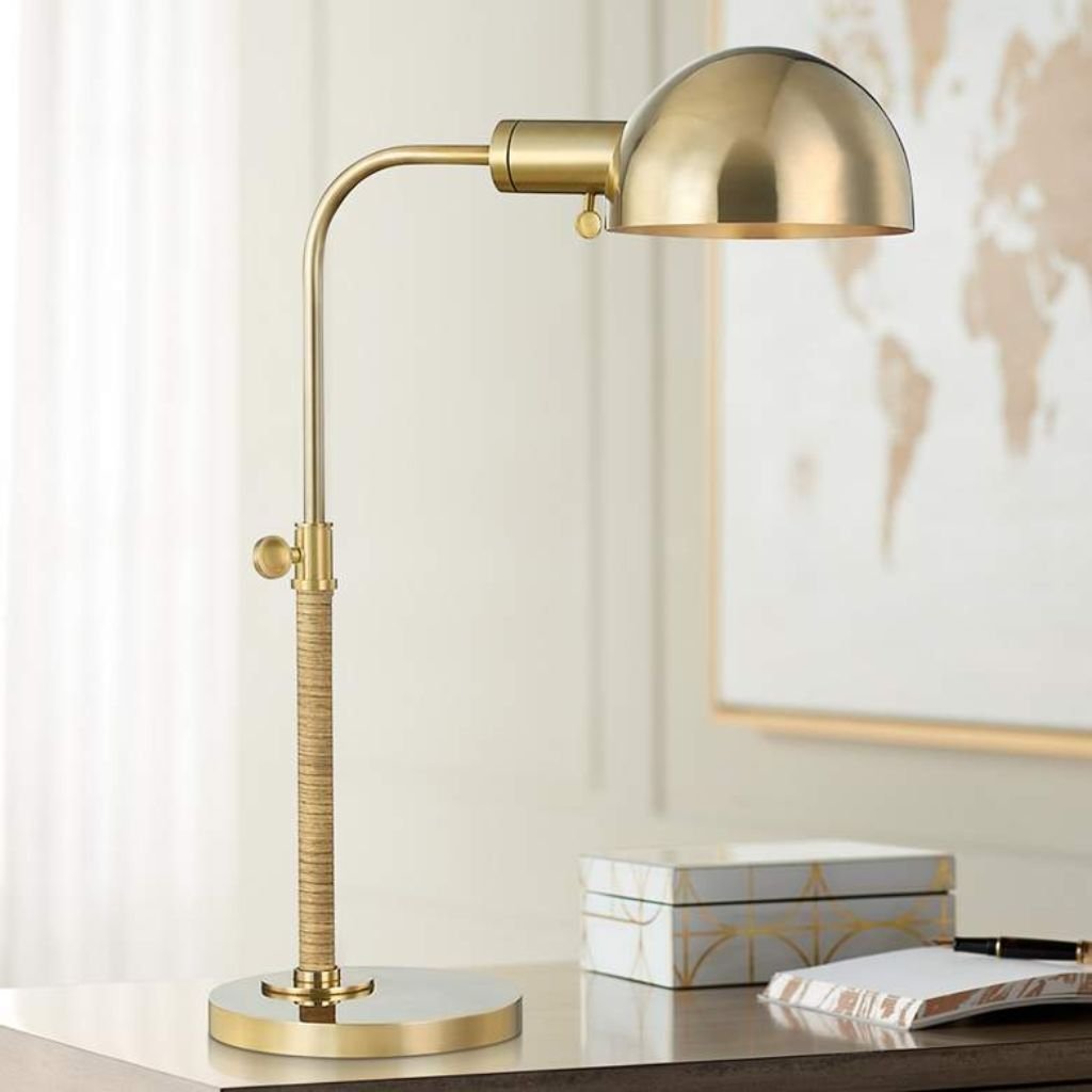 1 AGED BRASS DOME ADJUSTABLE DESK LAMP