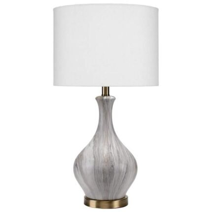 MILA GREY MARBLED CERAMIC TABLE LAMP