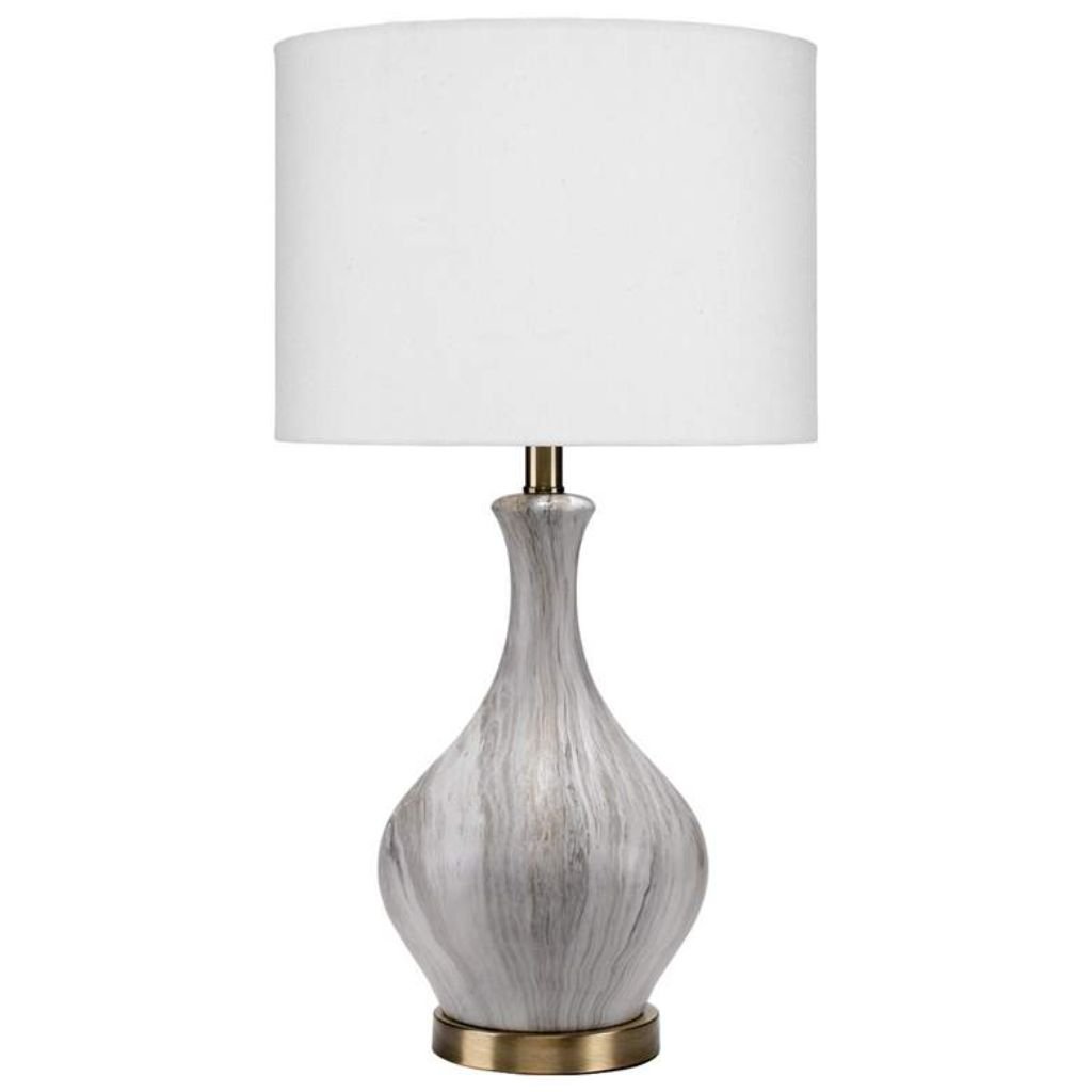 1 MILA GREY MARBLED CERAMIC TABLE LAMP