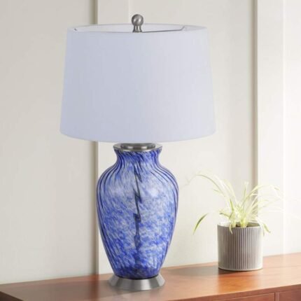 SKY BLUE ART GLASS JAR TABLE LAMP
